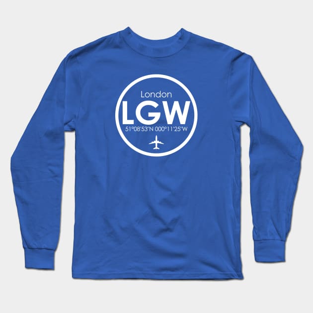 LGW, London Gatwick Airport, England Long Sleeve T-Shirt by Fly Buy Wear